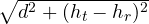 \sqrt{d^2 + (h_t - h_r)^2}
