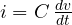 i = C\,\frac{dv}{dt}