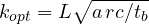 k_{opt} = L\sqrt{a\,rc/t_b}