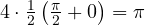 4\cdot\frac{1}{2}\left(\frac{\pi}{2} + 0\right) = \pi