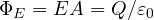 \Phi_E = EA = Q/\varepsilon_0