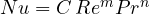 Nu = C\,Re^m Pr^n