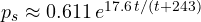 p_s \approx 0.611\,e^{17.6\,t/(t + 243)}