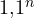 1{,}1^n