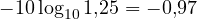 -10\log_{10}1{,}25 = -0{,}97