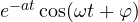 e^{-at}\cos(\omega t + \varphi)