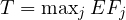 T = \max_j EF_j