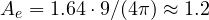 A_e = 1.64\cdot 9/(4\pi) \approx 1.2