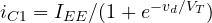 i_{C1} = I_{EE}/(1 + e^{-v_d/V_T})