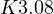 K \lt 3.08