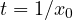 t = 1/x_0