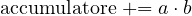 \text{accumulatore} \mathrel{+}= a\cdot b