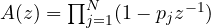 A(z) = \prod_{j=1}^{N}(1 - p_jz^{-1})