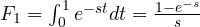 F_1 = \int_0^1 e^{-st}dt = \frac{1 - e^{-s}}{s}