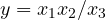 y = x_1x_2/x_3