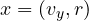 x = (v_y, r)