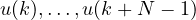 u(k), \dots, u(k+N-1)
