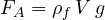 \[ F_A = \rho_f\,V\,g \]
