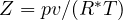 Z = pv/(R^*T)
