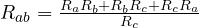 R_{ab} = \frac{R_aR_b + R_bR_c + R_cR_a}{R_c}