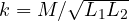 k = M/\sqrt{L_1L_2}