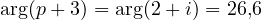\arg(p + 3) = \arg(2 + i) = 26{,}6&deg;