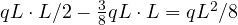 qL\cdot L/2 - \frac{3}{8}qL\cdot L = qL^2/8