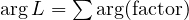 \arg L = \sum\arg(\text{factor})