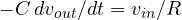 -C\,dv_{out}/dt = v_{in}/R