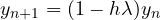 y_{n+1} = (1 - h\lambda)y_n