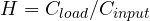 H = C_{load}/C_{input}