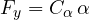 F_y = C_\alpha\,\alpha