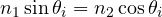 n_1\sin\theta_i = n_2\cos\theta_i