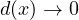 d(x) \to 0