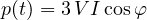 \[ p(t) = 3\,VI\cos\varphi \]