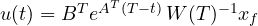u(t) = B^Te^{A^T(T-t)}\,W(T)^{-1}x_f