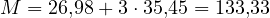 M = 26{,}98 + 3\cdot 35{,}45 = 133{,}33