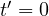 t' = 0