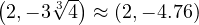 \left(2, -3\sqrt[3]{4}\right) \approx (2, -4.76)