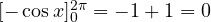 [-\cos x]_0^{2\pi} = -1 + 1 = 0