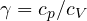 \gamma = c_p/c_V