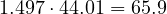 1.497\cdot 44.01 = 65.9