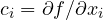 c_i = \partial f/\partial x_i