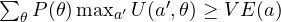 \sum_\theta P(\theta)\max_{a'}U(a', \theta) \ge VE(a)