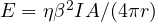 E = \eta\beta^2IA/(4\pi r)