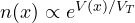 n(x) \propto e^{V(x)/V_T}