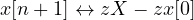 x[n + 1] \leftrightarrow zX - zx[0]