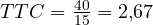 TTC = \frac{40}{15} = 2{,}67