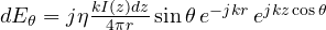 dE_\theta = j\eta\frac{kI(z)dz}{4\pi r}\sin\theta\,e^{-jkr}\,e^{jkz\cos\theta}
