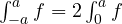 \int_{-a}^{a} f = 2\int_0^a f